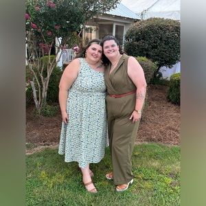 Embroidered dress with green/blue flowers! Perfect for Easter or wedding guest